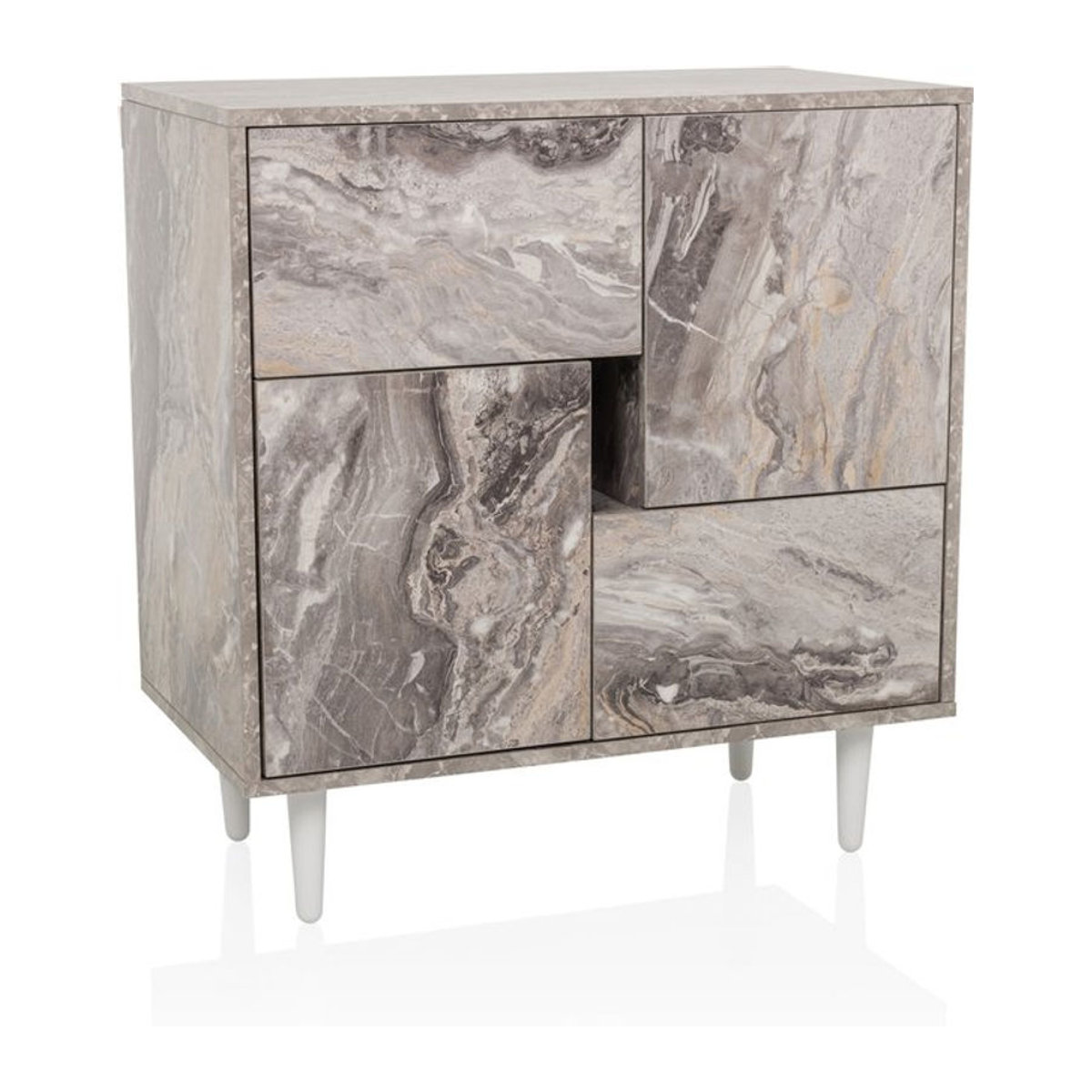 hjh LIVING Sideboard Kommode LYKKJA Modern Weiß Marmor - Bild 1