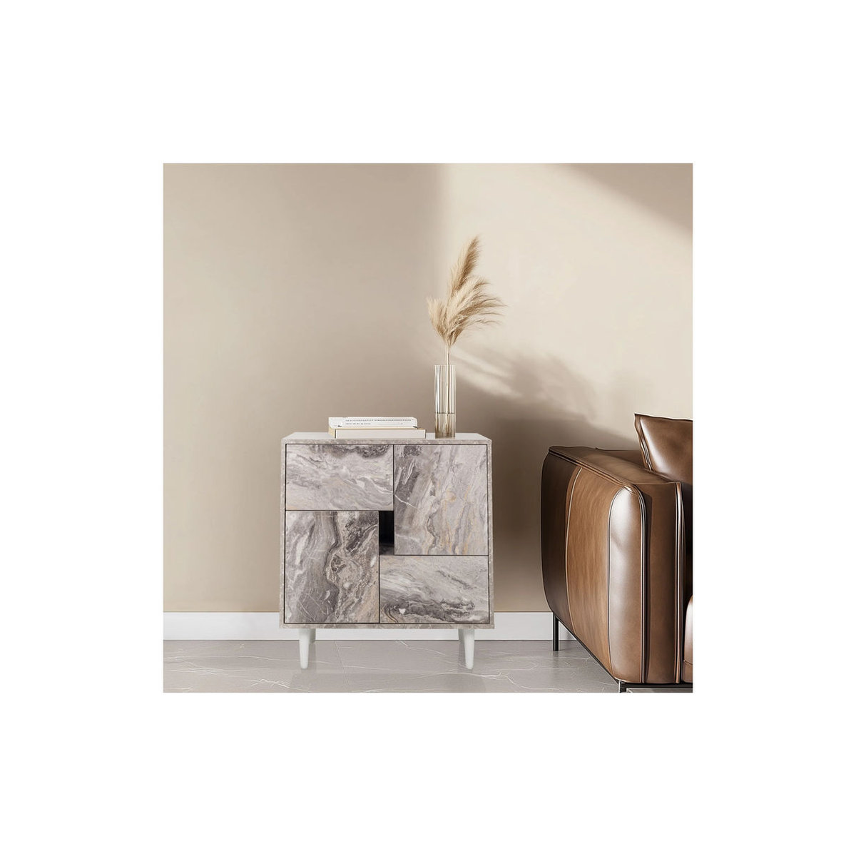 hjh LIVING Sideboard Kommode LYKKJA Modern Weiß Marmor - Bild 2