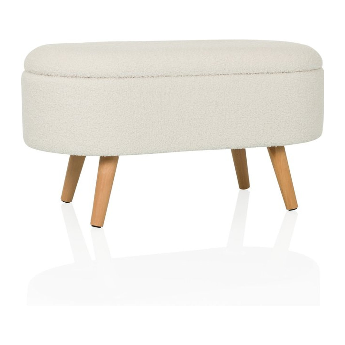 hjh LIVING Sitztruhe STORIANO in Beige mit Bouclé-Stoff und Holz im skandinavischen Design - Bild 1
