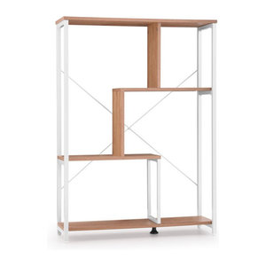 hjh LIVING Standregal Kalag Eco als Raumteiler in Weiß und Eiche Natur mit Metallgestell