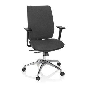 hjh OFFICE Profi Bürostuhl INTEGRIO I Schreibtischstuhl aus Stoff in Anthrazit mit Armlehnen und Höhenverstellung