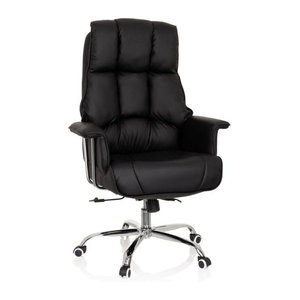 hjh OFFICE Profi Chefsessel Commander aus Kunstleder in Schwarz mit Armlehnen