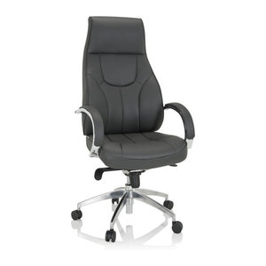 hjh OFFICE Profi Chefsessel Elegance in Grau aus Kunstleder mit Armlehnen