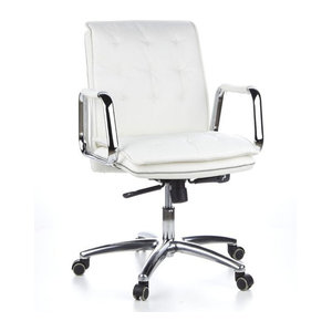 hjh OFFICE Profi Chefsessel VILLA 10 aus Echtleder in Beige oder Weiß mit Armlehnen