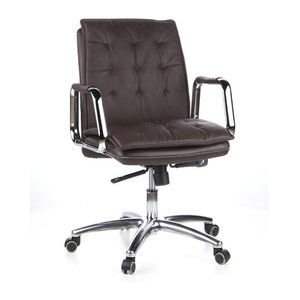 hjh OFFICE Profi Chefsessel VILLA 10 aus Echtleder in Braun mit Armlehnen