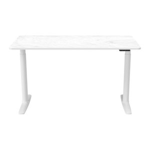 hjh OFFICE Schreibtisch STAND PRO elektrisch höhenverstellbar in Weiß Marmor mit MDF-Platte und Stahlgestell B: 160 cm, T: 80 cm, H: 70-120 cm