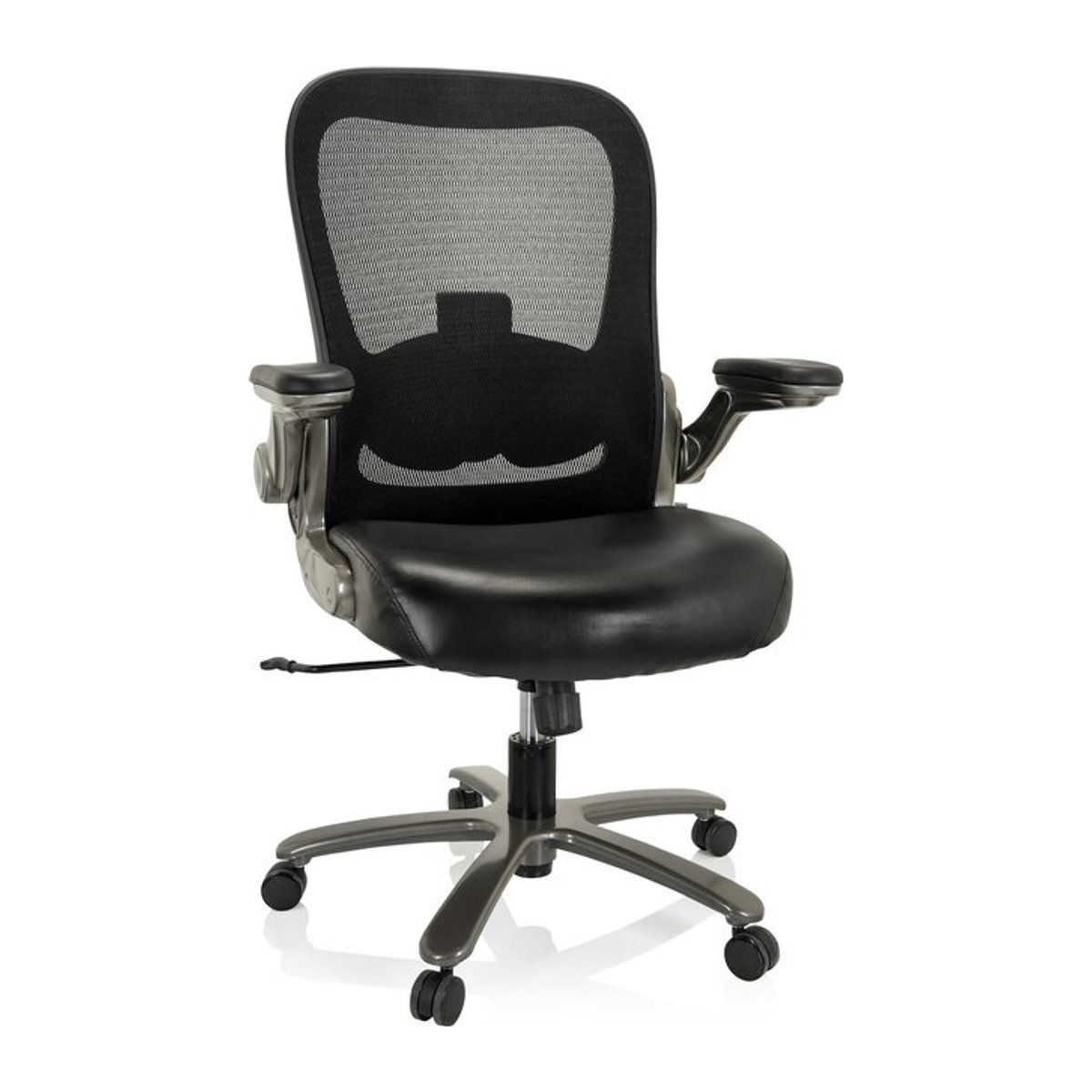 HJH OFFICE Schwerlaststuhl INSTRUCTOR XXL Drehstuhl in Schwarz mit Kunstleder und Netzstoff sowie abklappbaren Armlehnen - Bild 4