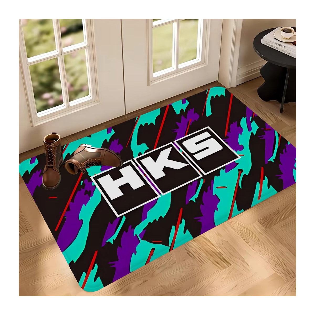 HKS JDM Sportwagen Design Teppich mehrfarbig rutschfest für Wohnzimmer, Flur oder Balkon - Bild 5