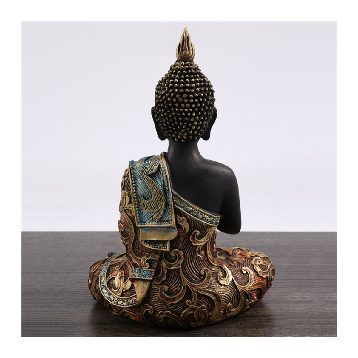 HLES Buddha-Statue in Schwarz aus Kunstharz als orientalische Dekoration für Meditation und Feng Shui - Bild 1