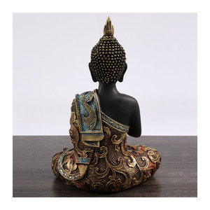 HLES Buddha-Statue in Schwarz aus Kunstharz als orientalische Dekoration für Meditation und Feng Shui