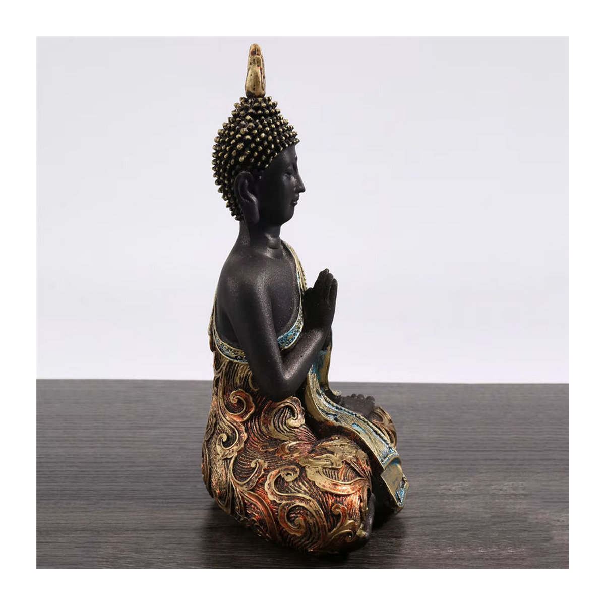 HLES Buddha-Statue in Schwarz aus Kunstharz als orientalische Dekoration für Meditation und Feng Shui - Bild 2