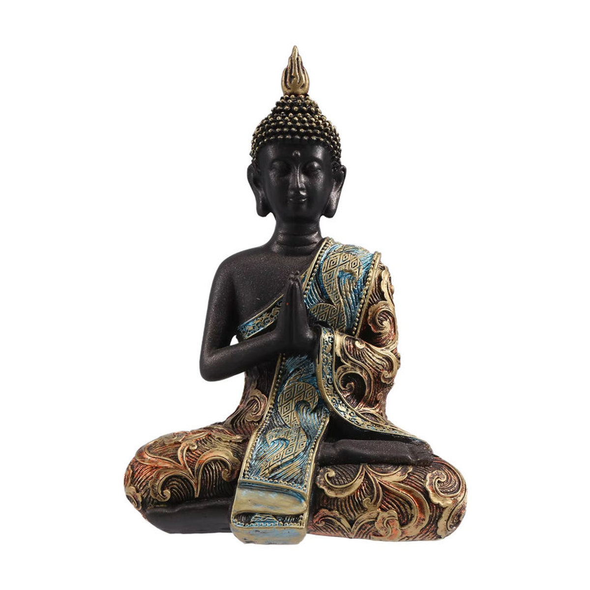 HLES Buddha-Statue in Schwarz aus Kunstharz als orientalische Dekoration für Meditation und Feng Shui - Bild 3