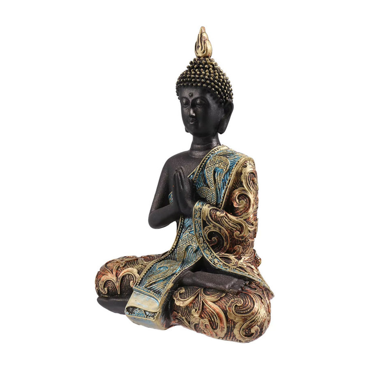 HLES Buddha-Statue in Schwarz aus Kunstharz als orientalische Dekoration für Meditation und Feng Shui - Bild 4