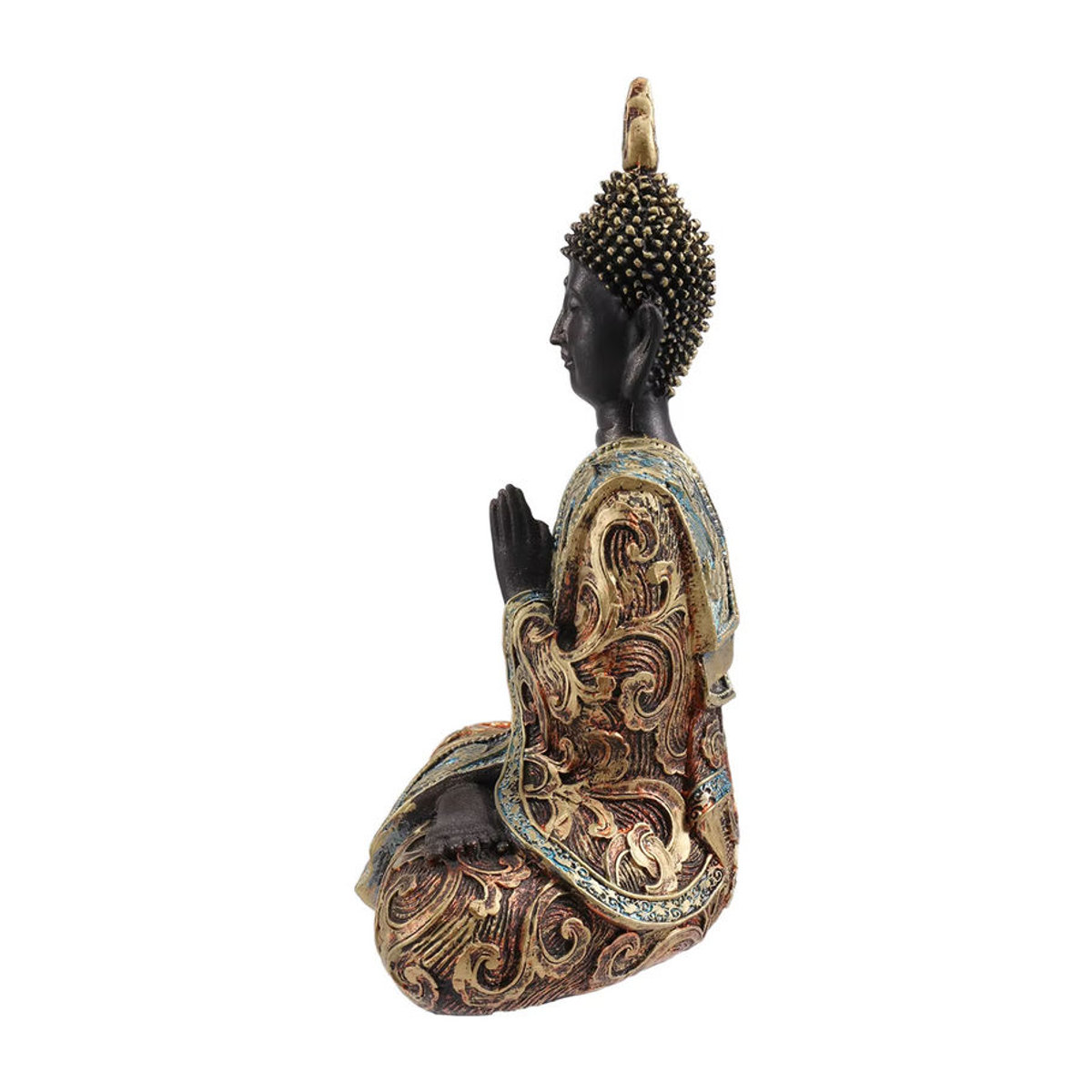 HLES Buddha-Statue in Schwarz aus Kunstharz als orientalische Dekoration für Meditation und Feng Shui - Bild 5