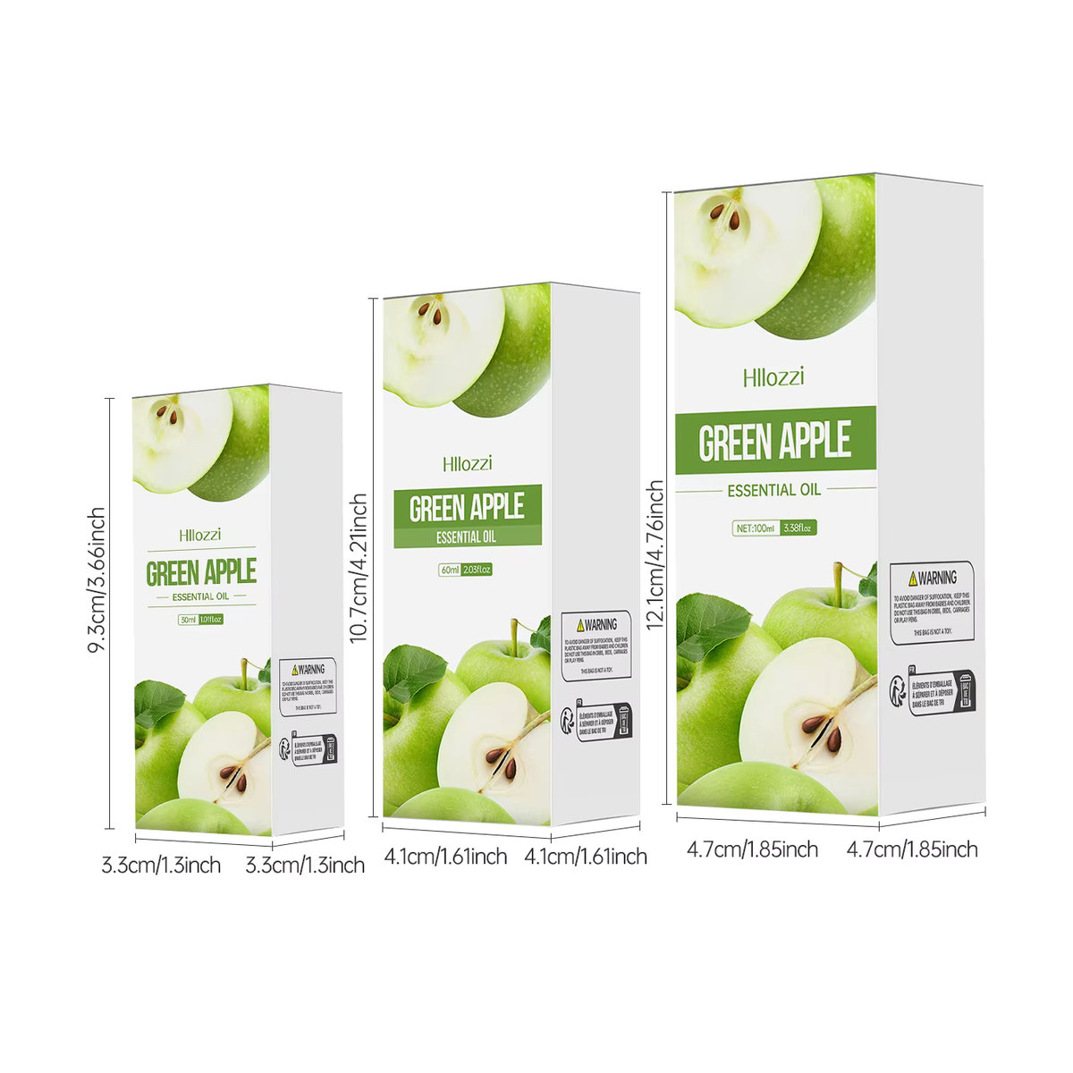Hllozzi Ätherisches Apfelöl für Aromatherapie und Diffusoren, Grüner Apfel, 30 ml Glasflasche, Grün und Braun - Bild 2