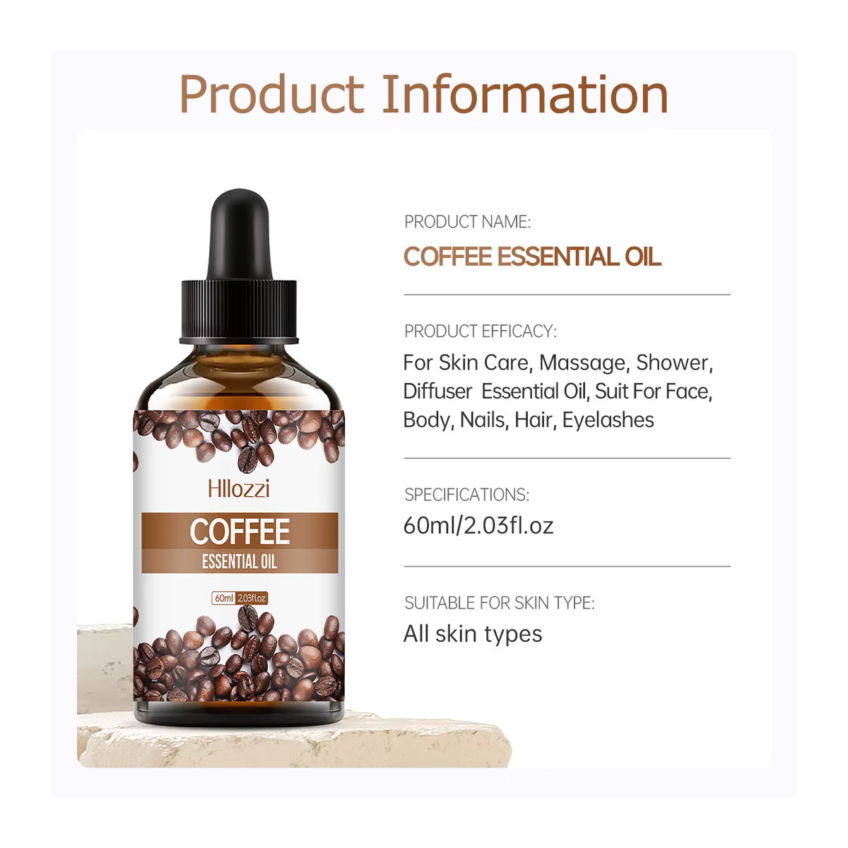 Hllozzi Ätherisches Kaffeeöl für Hautpflege und Aromatherapie in braunen Glasflaschen, Unisex - Bild 5