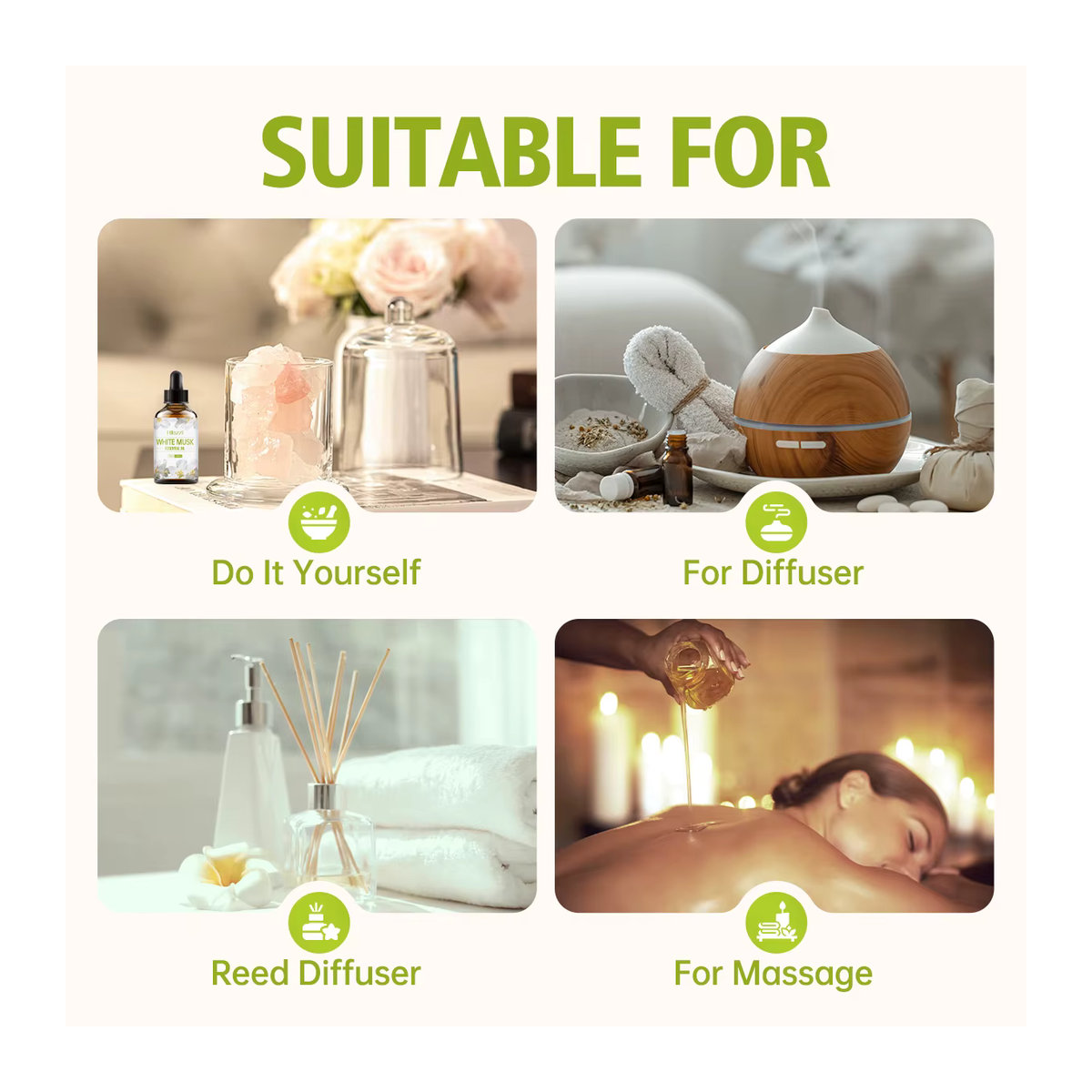 Hllozzi Ätherisches Öl mit weißem Moschus und weißer Vanille in brauner Glasflasche für Aromatherapie, Hautpflege und Haarpflege - Bild 5