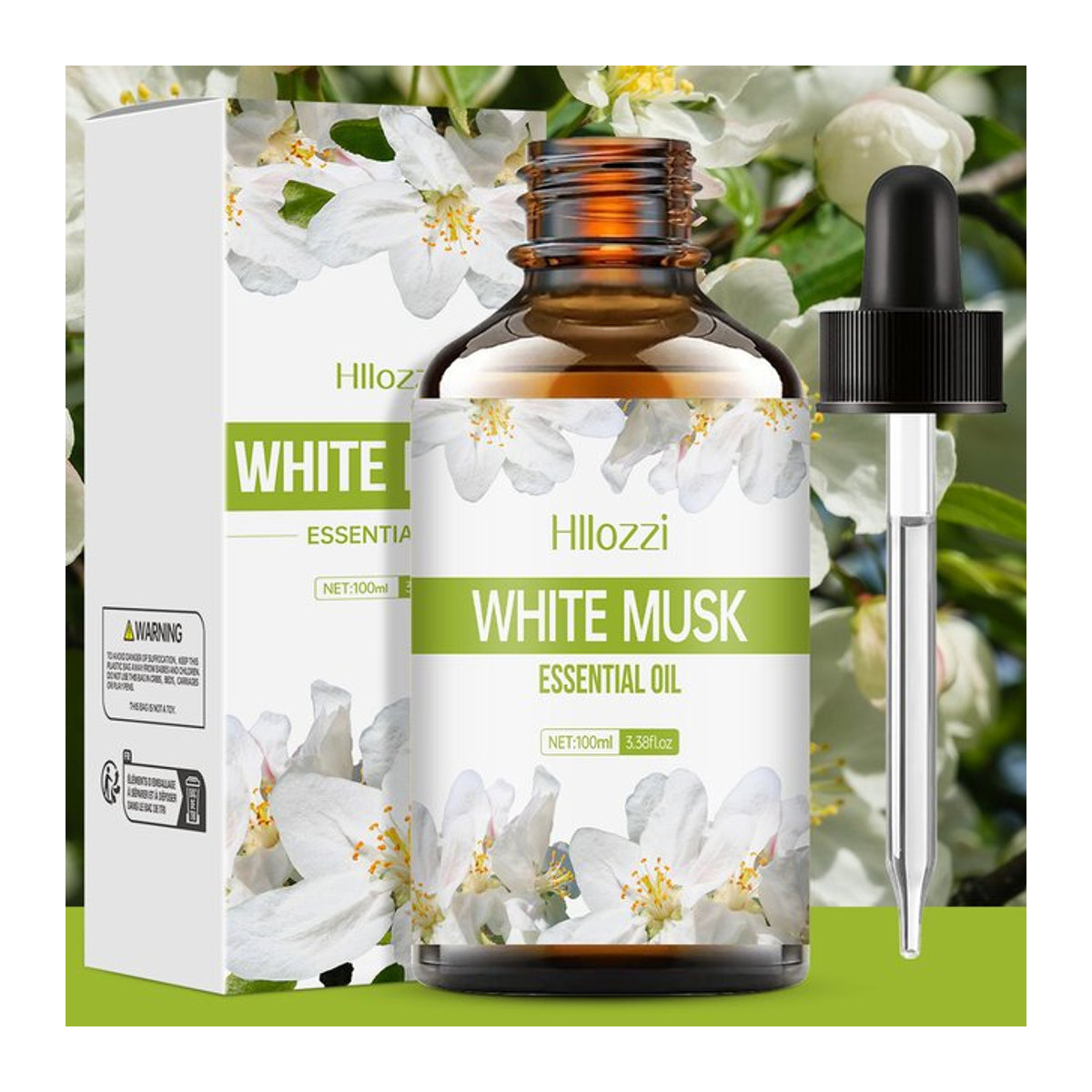 Hllozzi White Musk Ätherisches Öl in brauner Glasflasche für Hautpflege und Diffusor - Bild 1