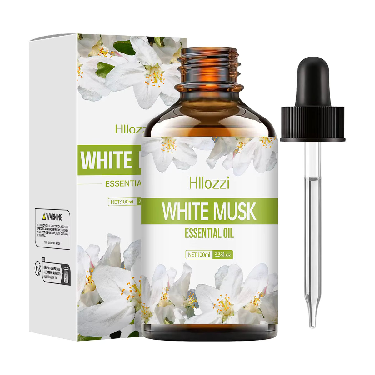 Hllozzi White Musk Ätherisches Öl in brauner Glasflasche für Hautpflege und Diffusor - Bild 6