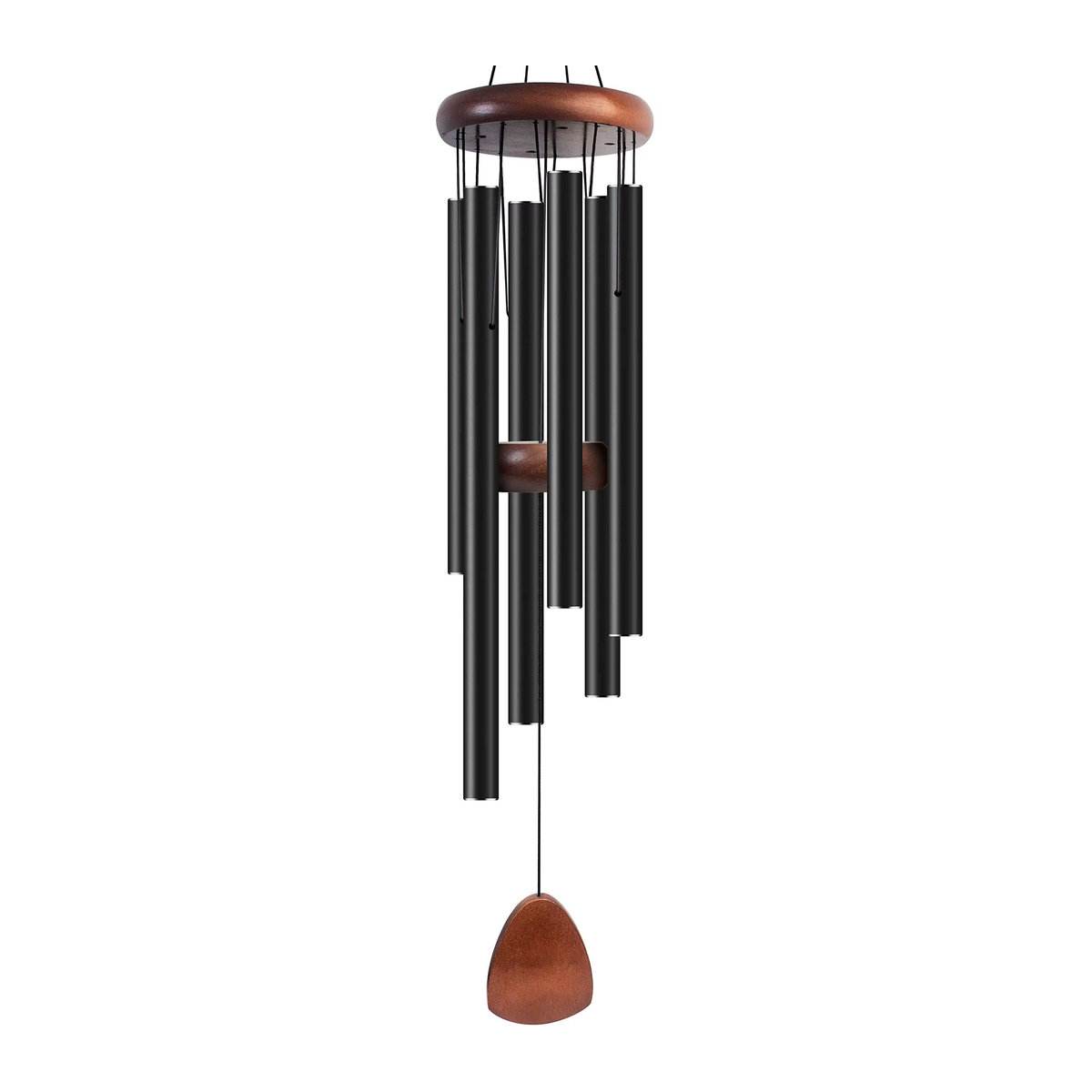 hluru Windspiel aus Aluminium in Schwarz mit 6 Röhren, 37 Zoll Windglocke für Garten und Terrasse - Bild 2