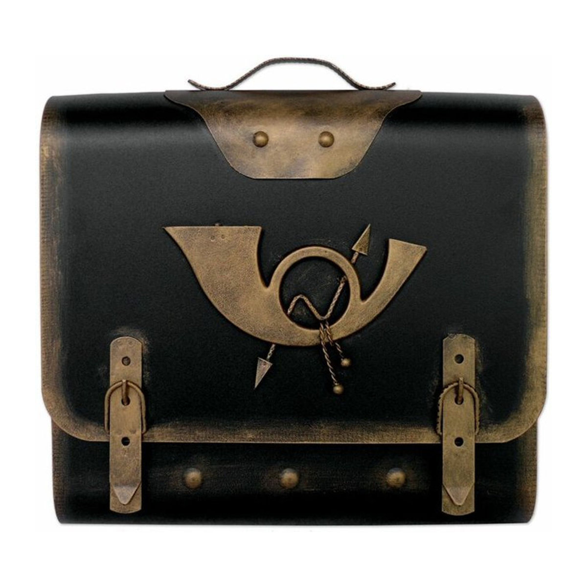 HMF Briefkasten Alter Schulranzen mit Posthorn PH3 in Gold, B/H/T: 40 x 40 x 9 cm - Bild 1