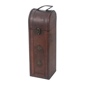 HMF Vintage Deko Geschenkbox aus Holz in Braun für eine Flasche Wein