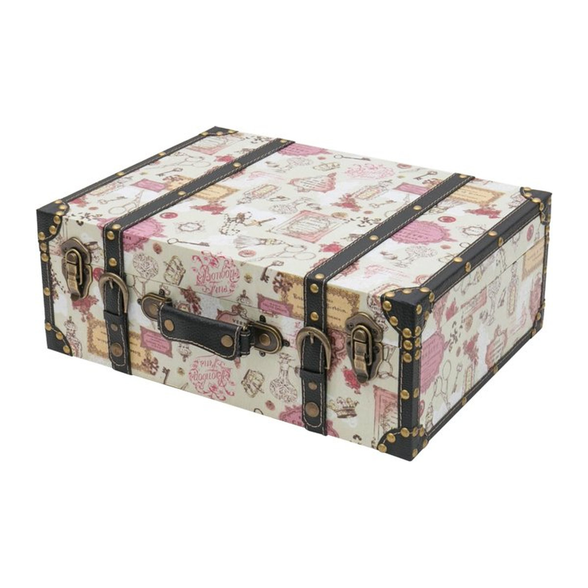 HMF VKO105 Vintage Koffer aus Holz in Mehrfarbig, B/T/H: 44 x 32 x 16 cm, Deko Barock Design - Bild 1