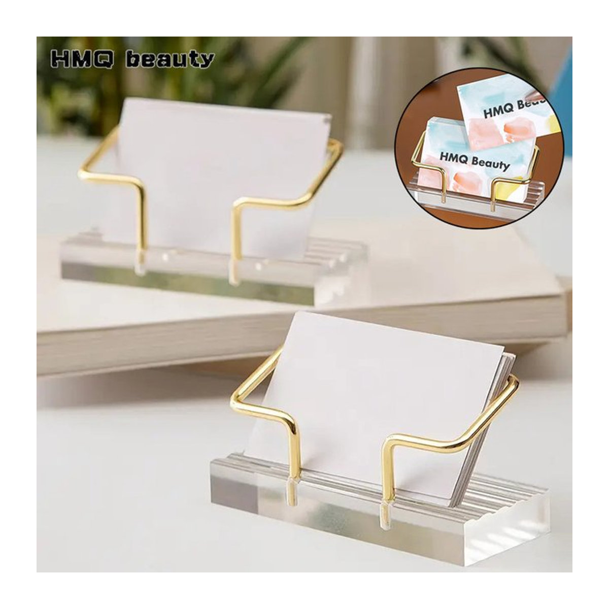 HMQ beauty Visitenkartenhalter aus Acryl in Transparent, Rechteckiger Desktop-Hinweis-Rack für Schönheitssalon und Rezeption - Bild 1