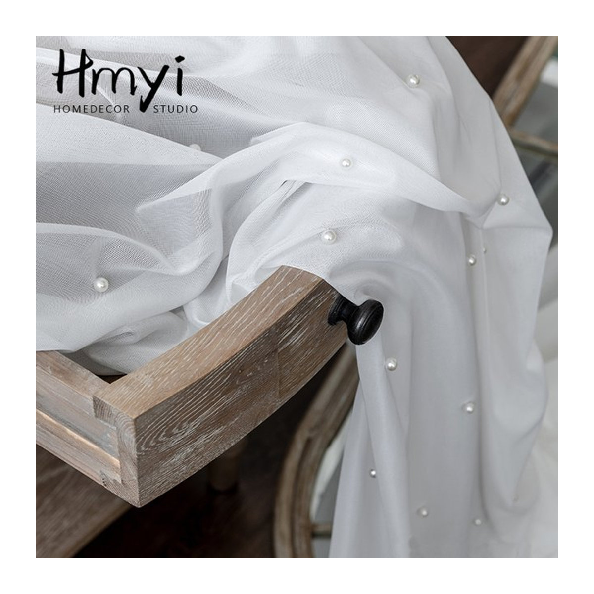 HMYI Luxus Voile Tüll Vorhang Weiße Perle für Wohnzimmer und Schlafzimmer - Bild 1