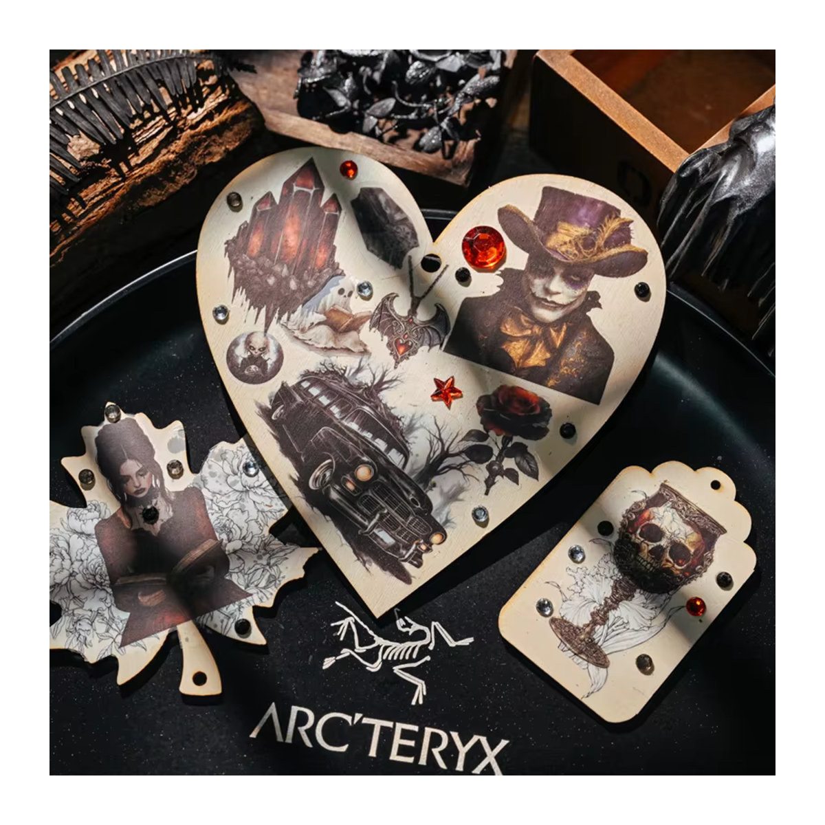 Hobbisland Gothic Dark Style Rub-On Aufkleber für Halloween mit Elf, Hexe und Skelett Motiven in Mehrfarbig für Journaling und Scrapbooking - Bild 2