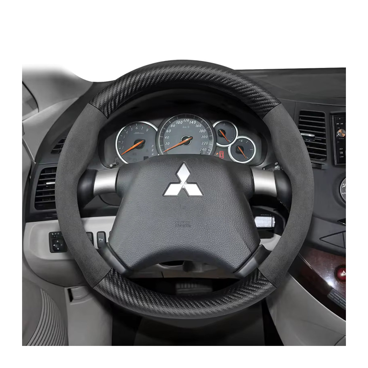 Hocasen Lenkradbezug in Carbon-Optik aus Leder für Mitsubishi in Schwarz - Bild 4