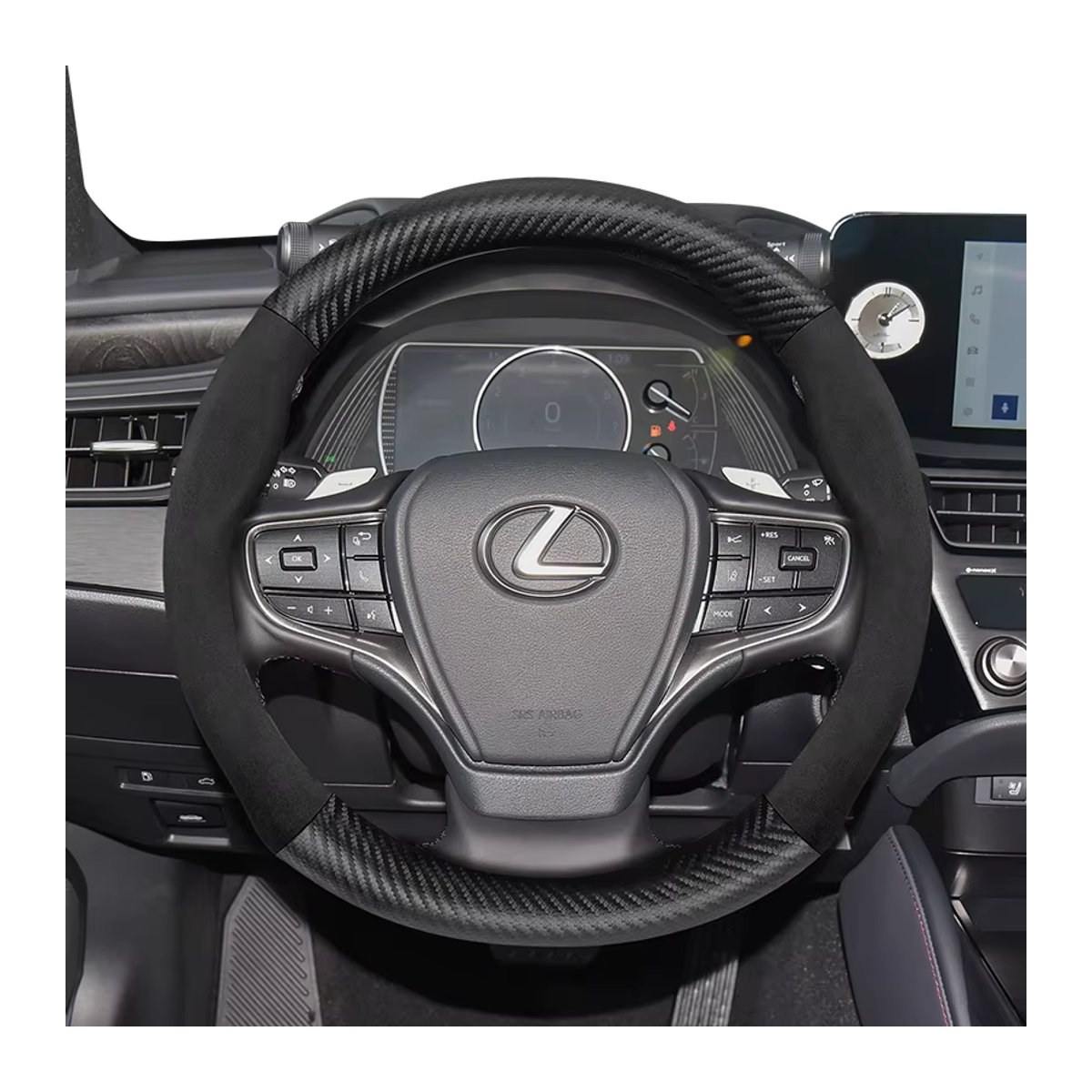 Hocasen Lenkradbezug in Wildleder-Optik mit Carbon-Struktur für Lexus in Schwarz - Bild 3