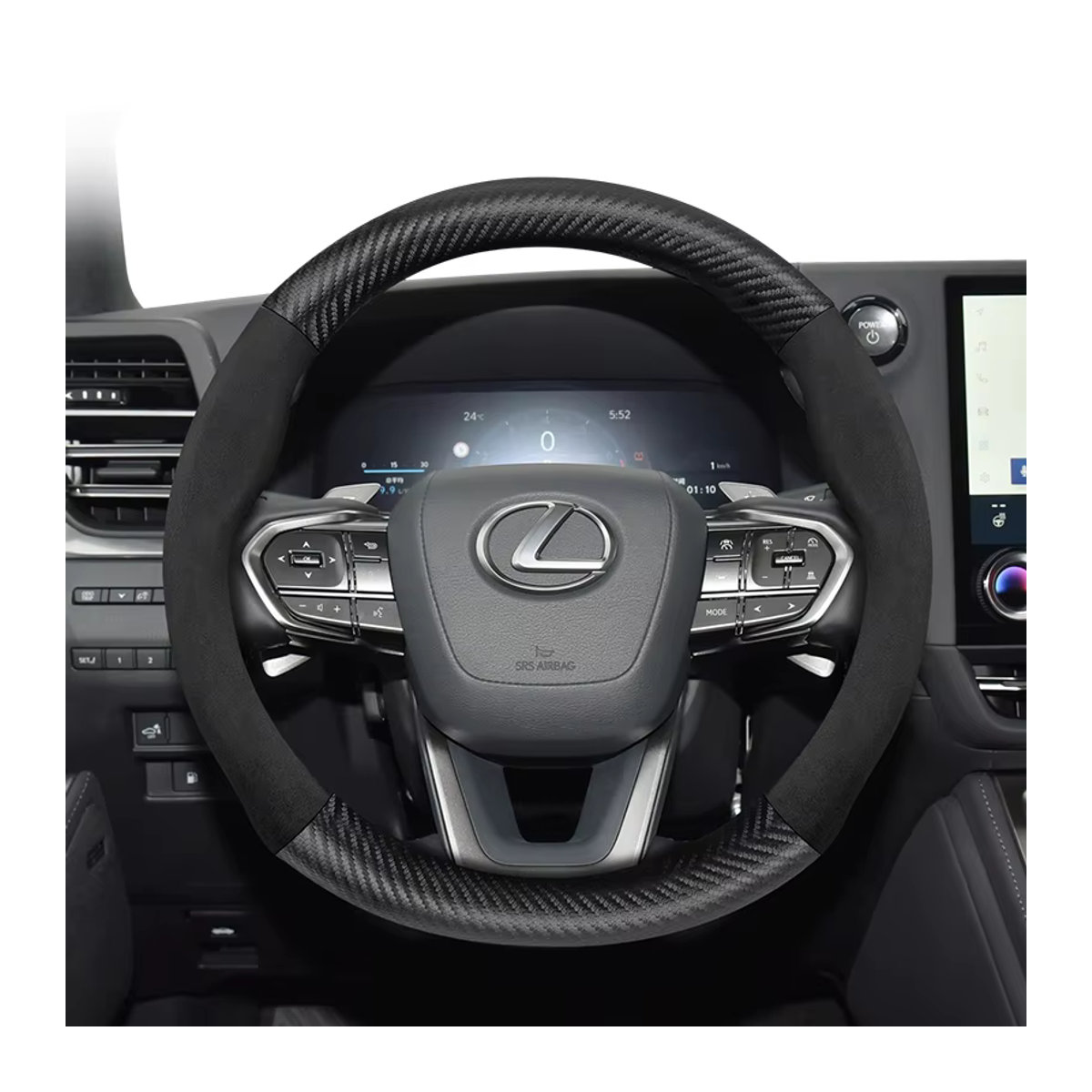 Hocasen Lenkradbezug in Wildleder-Optik mit Carbon-Struktur für Lexus in Schwarz - Bild 4