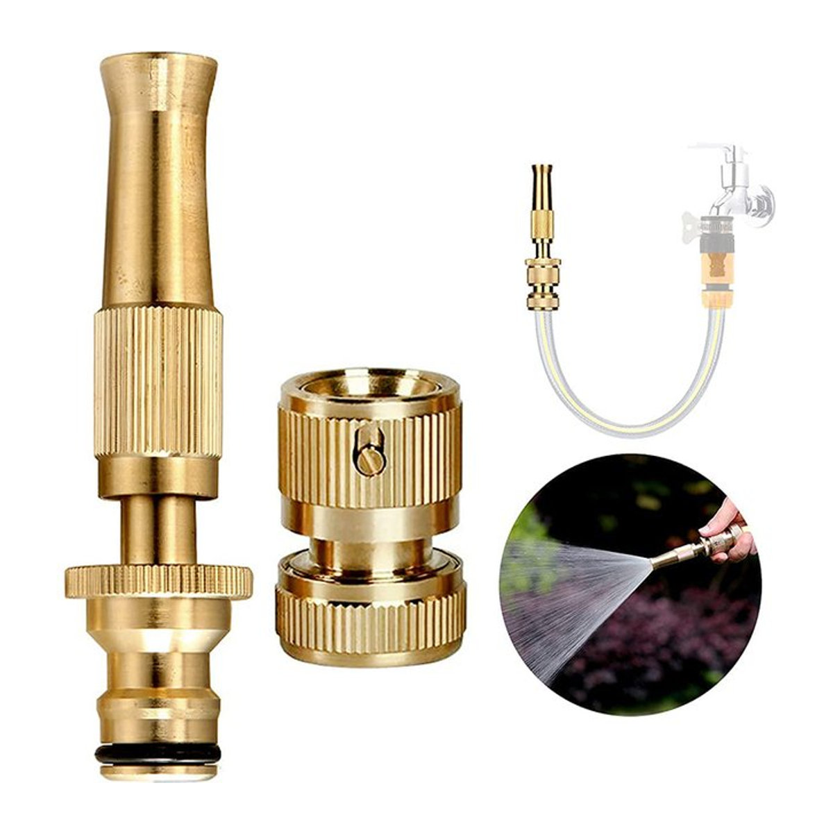 Hochdruck Wasserpistole für Garten und Auto in Gold aus Messing mit Sprühfunktion - Bild 1