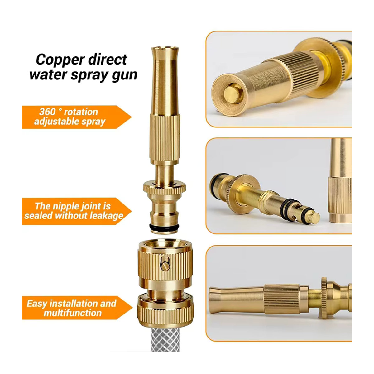 Hochdruck Wasserpistole für Garten und Auto in Gold aus Messing mit Sprühfunktion - Bild 3