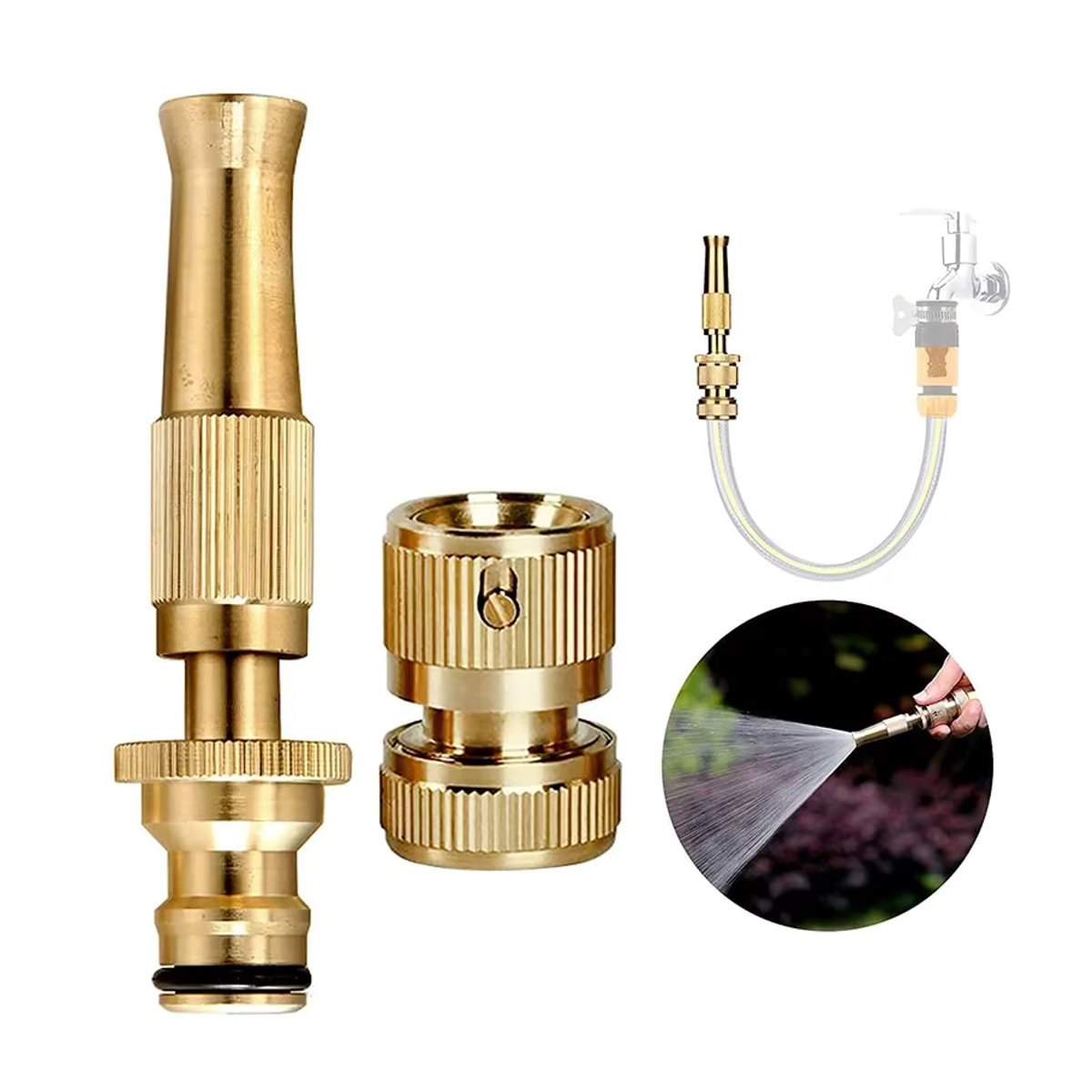 Hochdruck Wasserpistole für Garten und Auto in Gold aus Messing mit Sprühfunktion - Bild 5