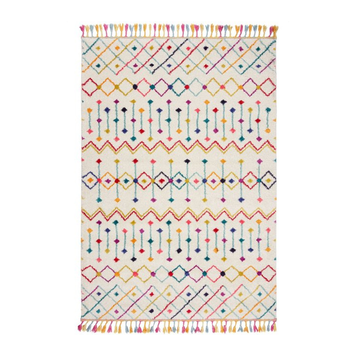 Hochflor Teppich ARUN Berber mit Fransen von Kadima Design in Multi/Weiß, B/T: 290 x 200 cm - Bild 1