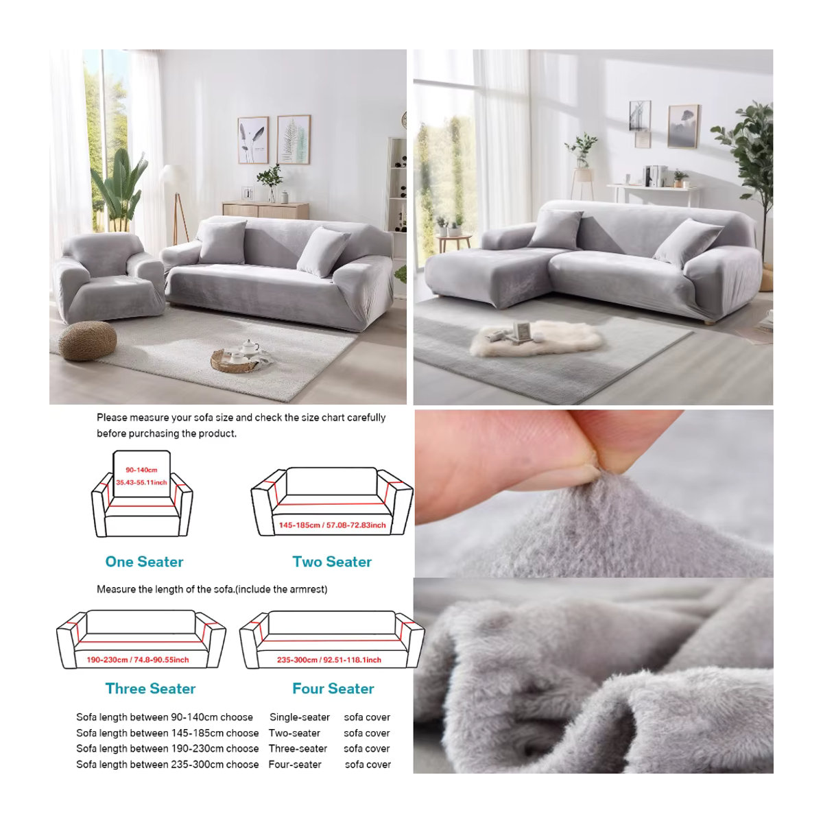 Hochwertige Samt-Sofabezüge als elastische Schonbezüge für Chesterfield-Sofas in Braun und Grau - Bild 4