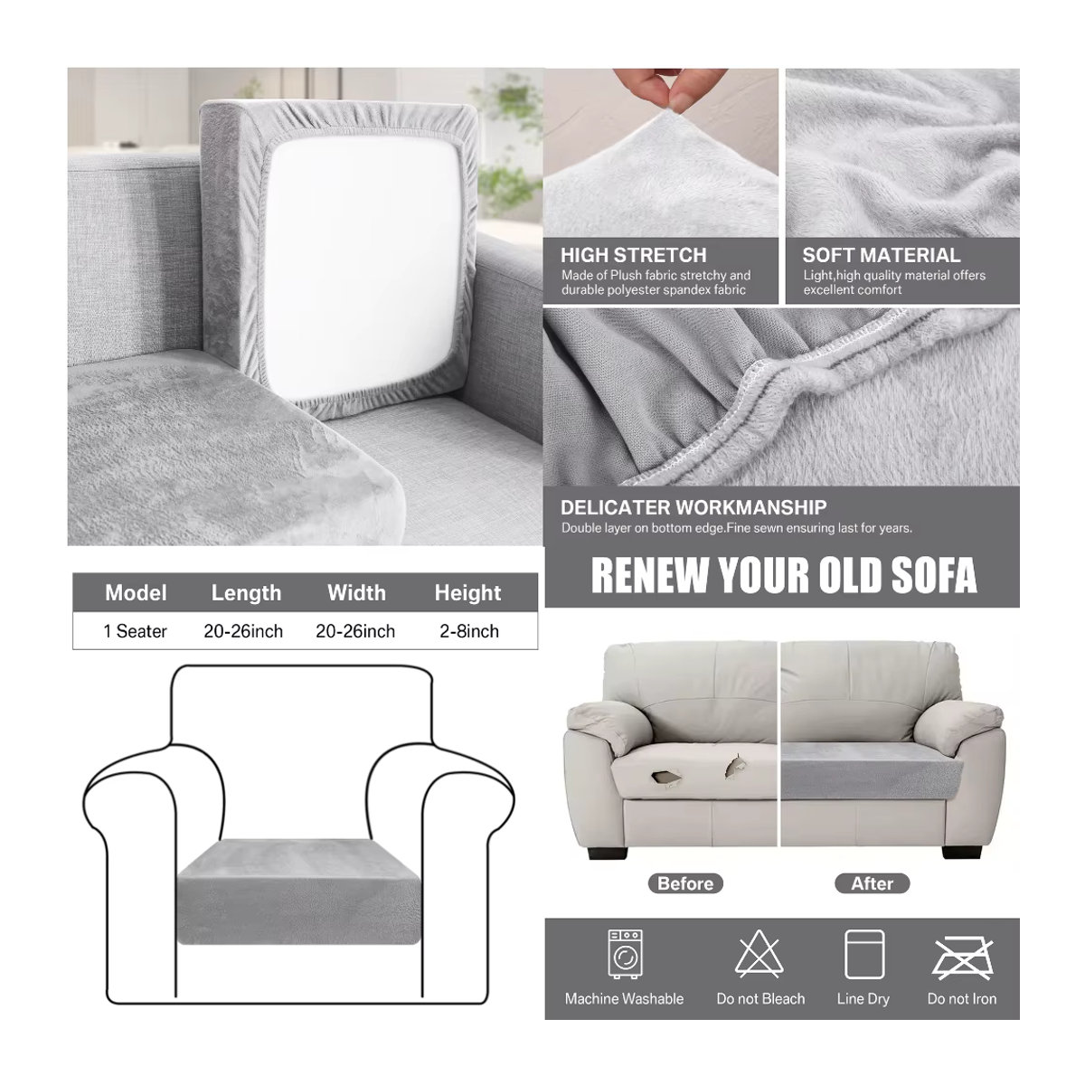 Hochwertige Samt-Sofabezüge als elastische Schonbezüge für Chesterfield-Sofas in Braun und Grau - Bild 5