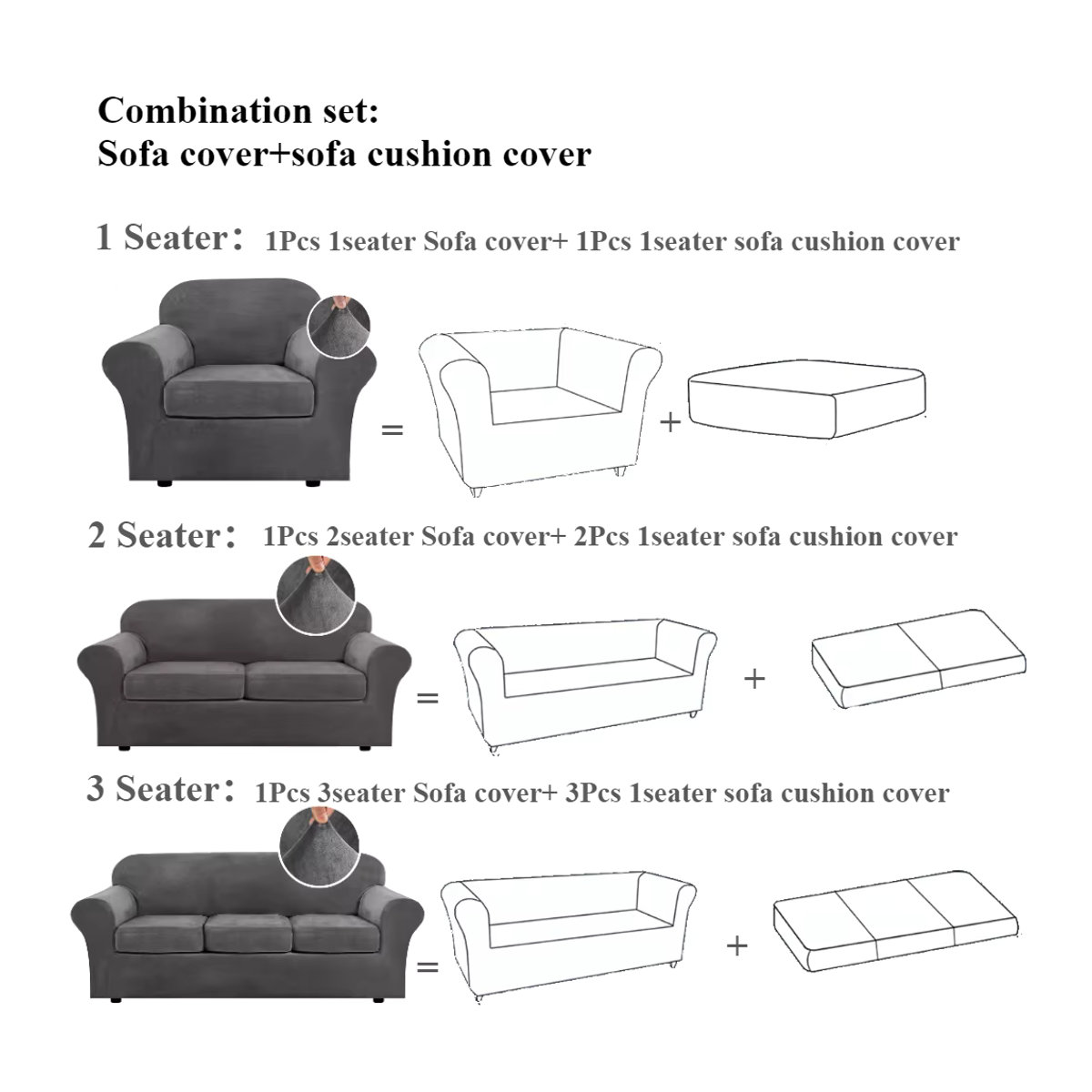 Hochwertige Samt-Sofabezüge als elastische Schonbezüge für Chesterfield-Sofas in Braun und Grau - Bild 6