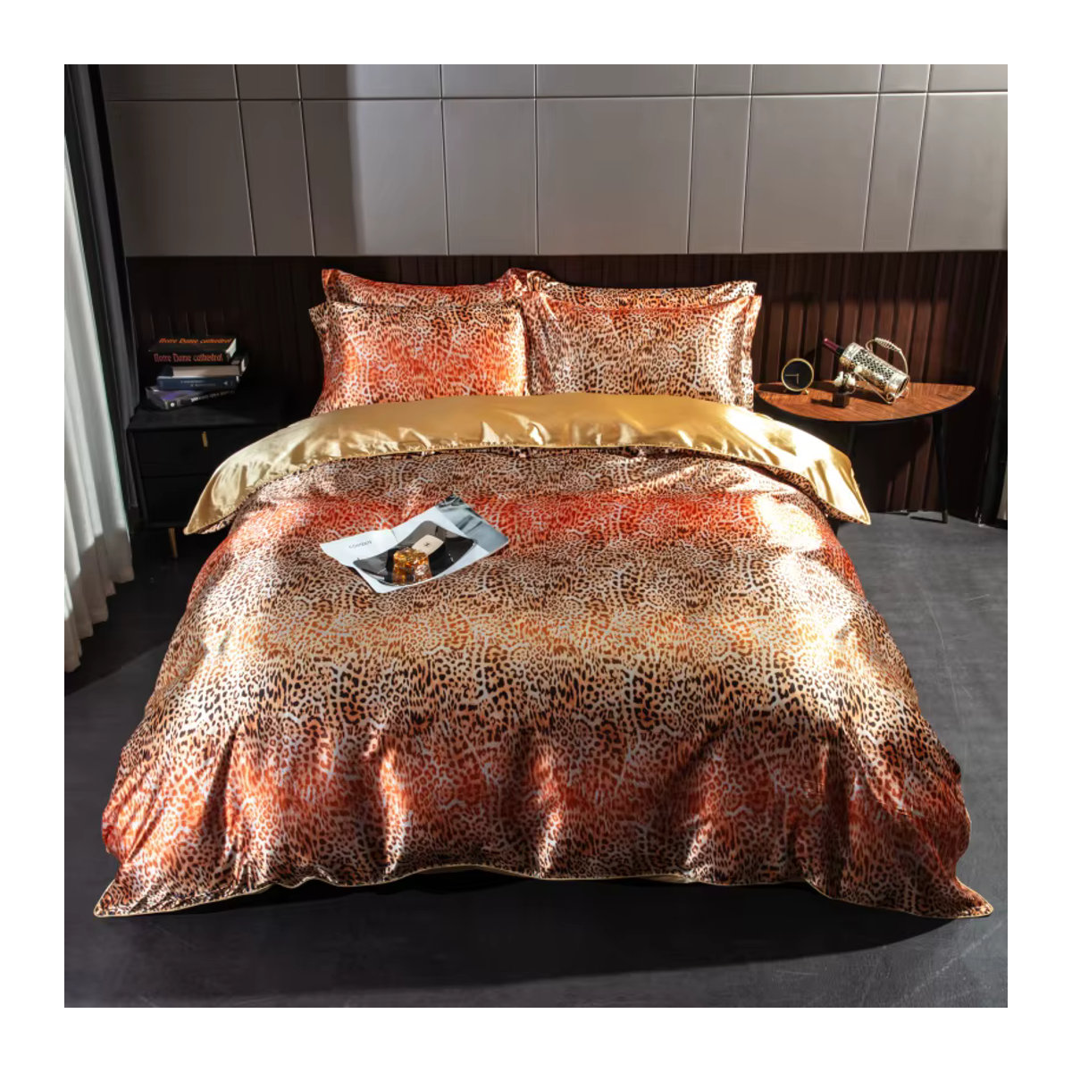 Hochwertiges Bettwäsche-Set aus Seidensatin mit Print für Einzelbett, Doppelbett oder Queen-Size-Bett in weicher und seidiger Ausführung - Bild 2