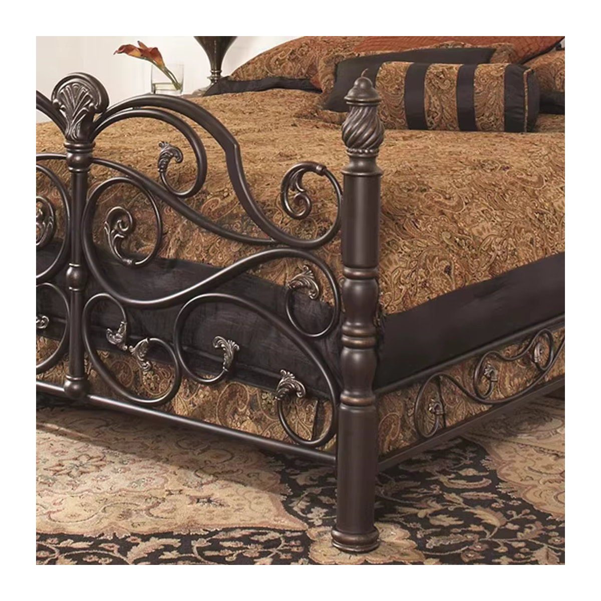 Hochwertiges Metallbett im Retro-Stil aus Schmiedeeisen in Schwarz für Einzel- und Doppelbetten - Bild 3