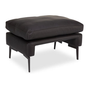 Hocker erpo PADUA in Braun und Schwarz aus Echtleder mit Aluminiumgestell