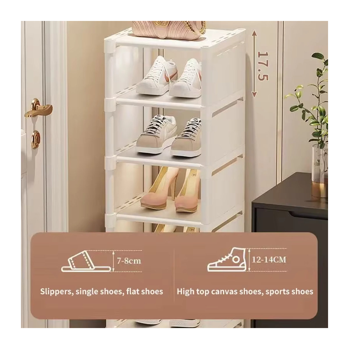 HOCOSHINE Schuhregal Organizer aus Kunststoff in Weiß, minimalistisches Schuhregal zur platzsparenden Aufbewahrung - Bild 4