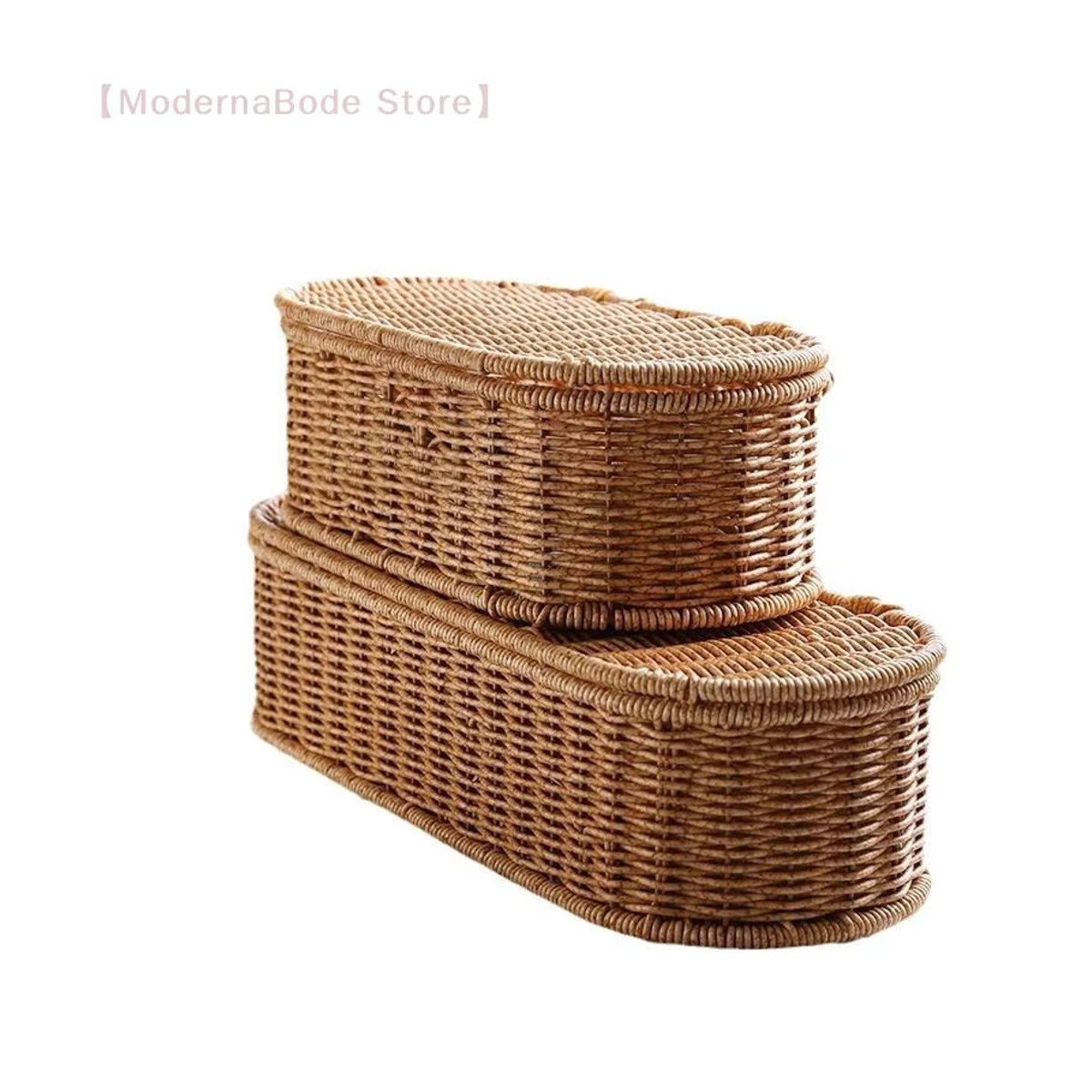 Hoeaden Bohemian Aufbewahrungskorb aus Imitations-Rattan in Braun, oval und stehend - Bild 4
