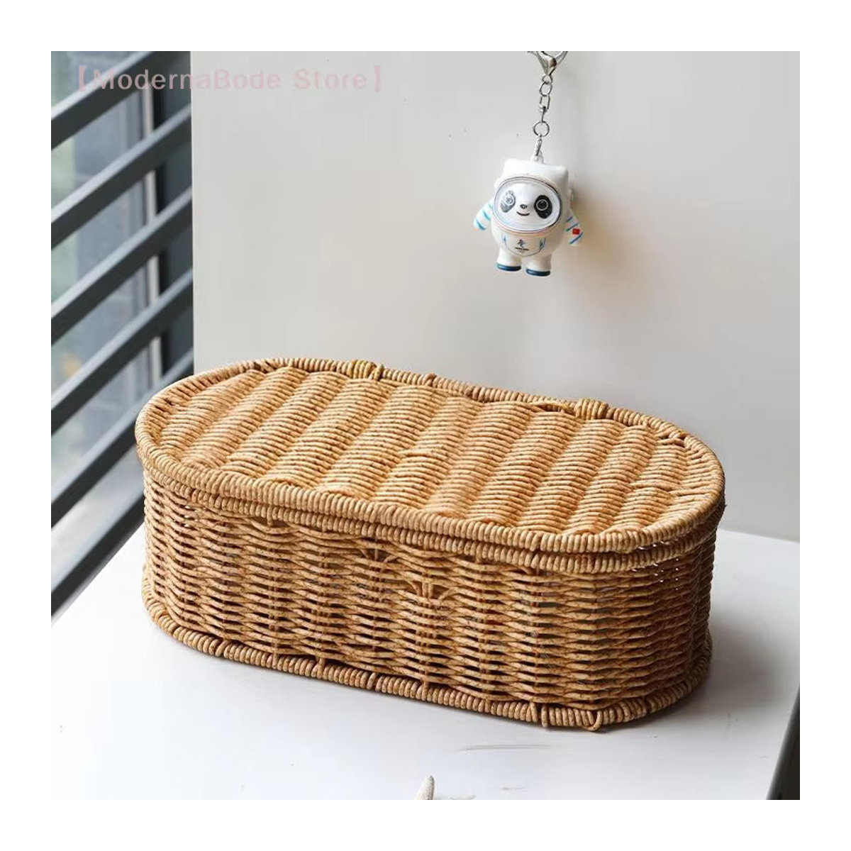 Hoeaden Bohemian Aufbewahrungskorb aus Imitations-Rattan in Braun, oval und stehend - Bild 5