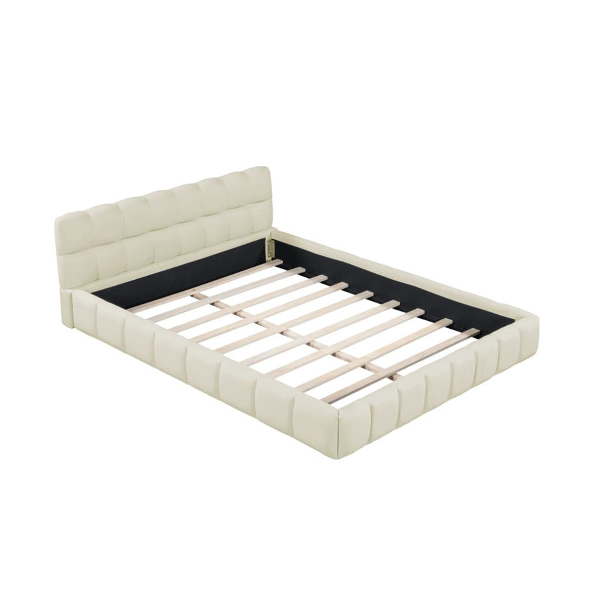 HOFURNI Polsterbett Doppelbett in Beige mit LED Kopfteil und Matratzenfixierung aus Leinenstoff, B/T/H: 140 x 200 cm - Bild 6