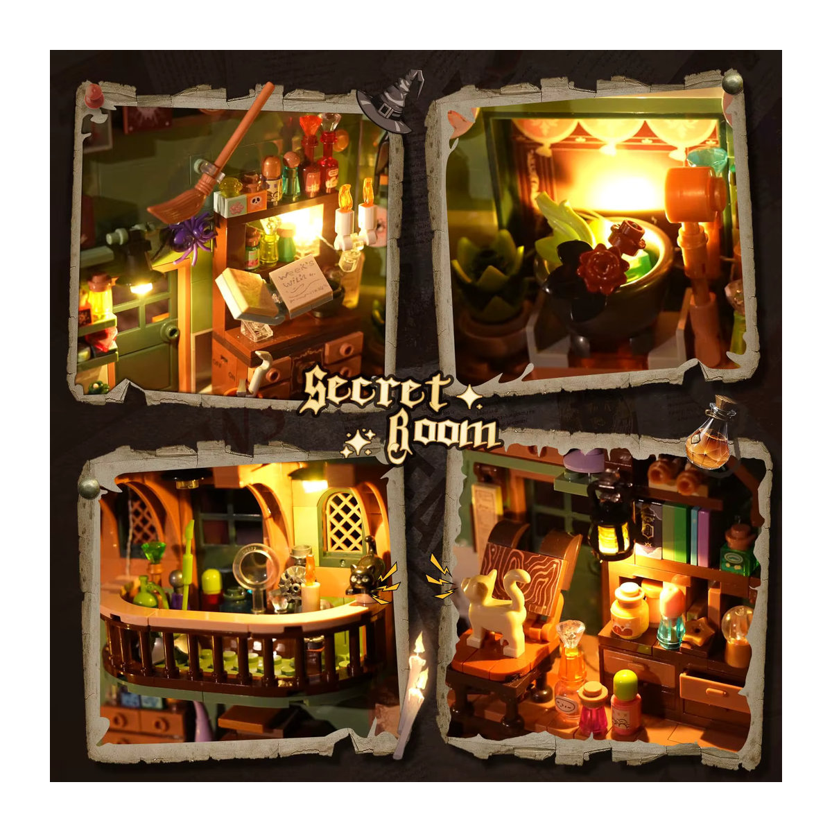 HOGOKIDS Zaubertrank Bücherregal Bauset als Miniaturhaus-Ziegelmodell mit DIY-Buchstütze für Erwachsene und Kinder, mehrfarbig - Bild 3