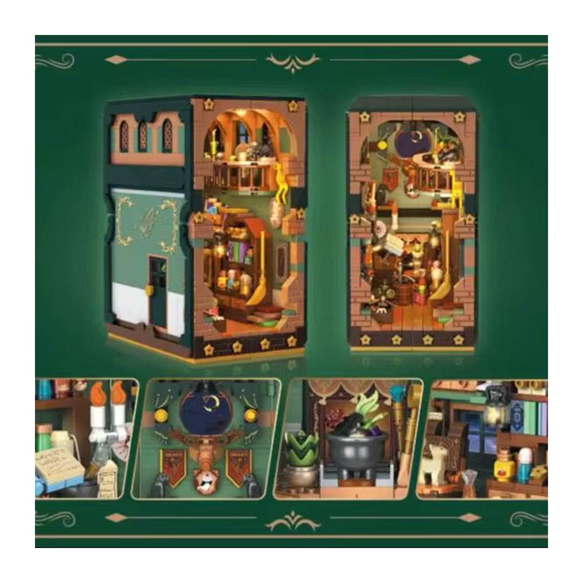 HOGOKIDS Zaubertrank Bücherregal Bauset als Miniaturhaus-Ziegelmodell mit DIY-Buchstütze für Erwachsene und Kinder, mehrfarbig - Bild 5