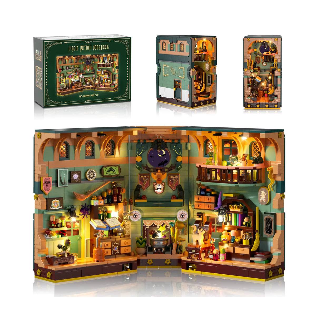 HOGOKIDS Zaubertrank Bücherregal Bauset als Miniaturhaus-Ziegelmodell mit DIY-Buchstütze für Erwachsene und Kinder, mehrfarbig - Bild 7